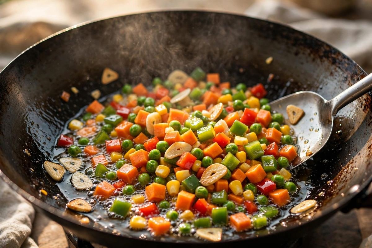 Perfect Veg Fried Rice Recipe — Smoky, Fluffy & Restaurant-Style — cooking photo