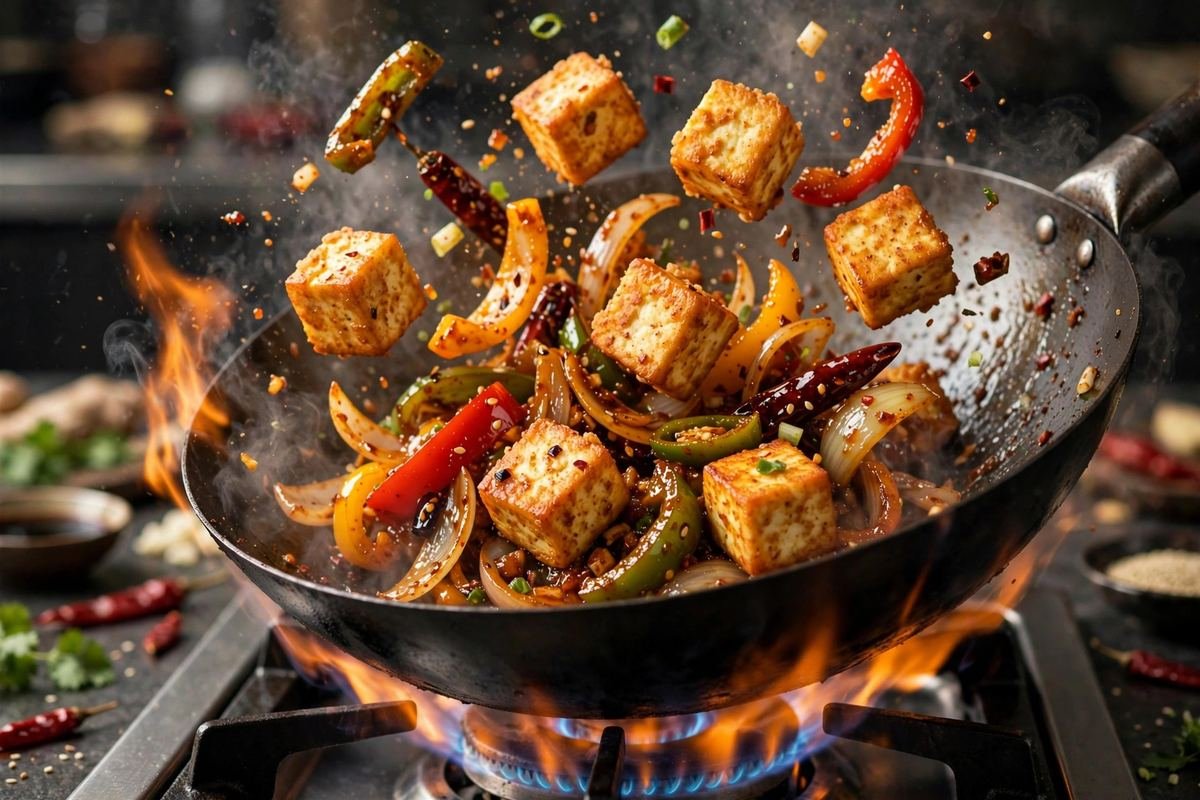 Chilli Paneer Dry Recipe — Crisp Paneer in a Spicy Soy-Chilli Glaze — cooking photo