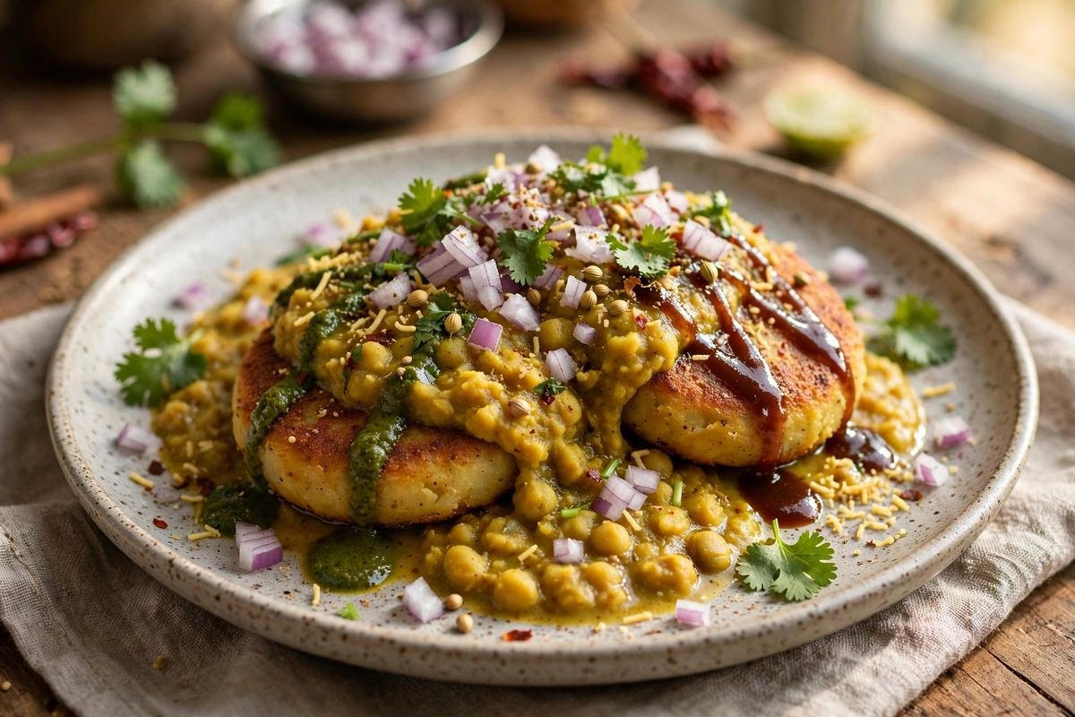 Ragda Pattice — Mumbai's Hearty Pea Curry Chaat — cooking photo