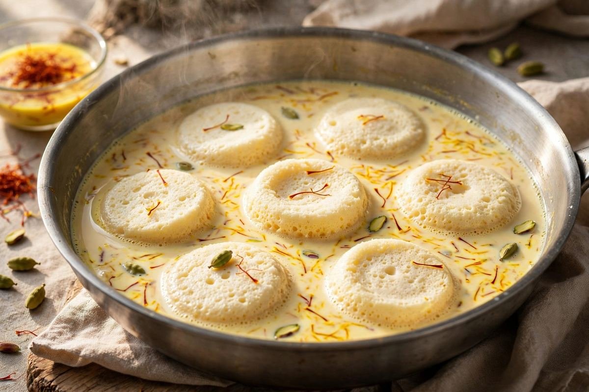 Rasmalai Recipe — Soft Milk Discs in Saffron Cardamom Milk — step photo