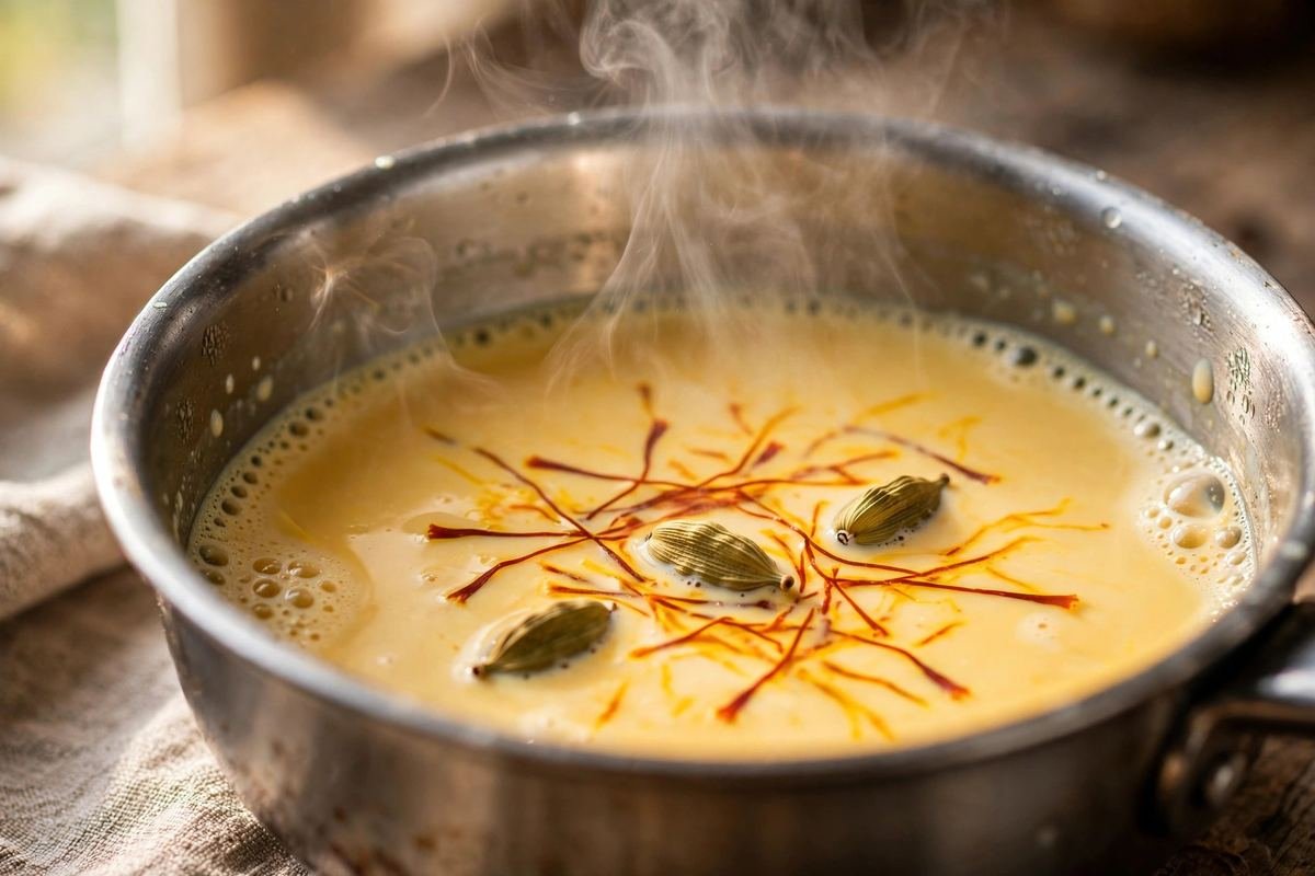 Rasmalai Recipe — Soft Milk Discs in Saffron Cardamom Milk — cooking photo