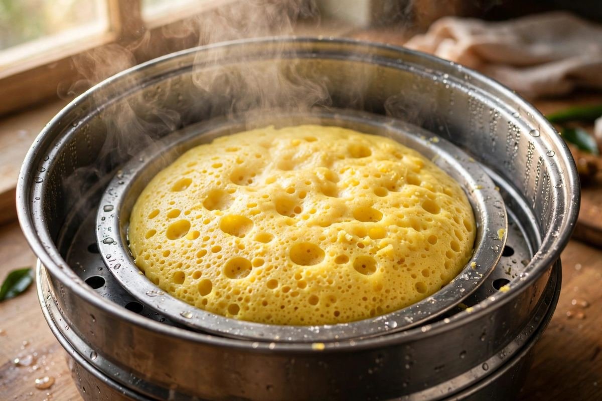 Khaman Dhokla — Soft, Spongy Gujarati Steamed Cake — step photo