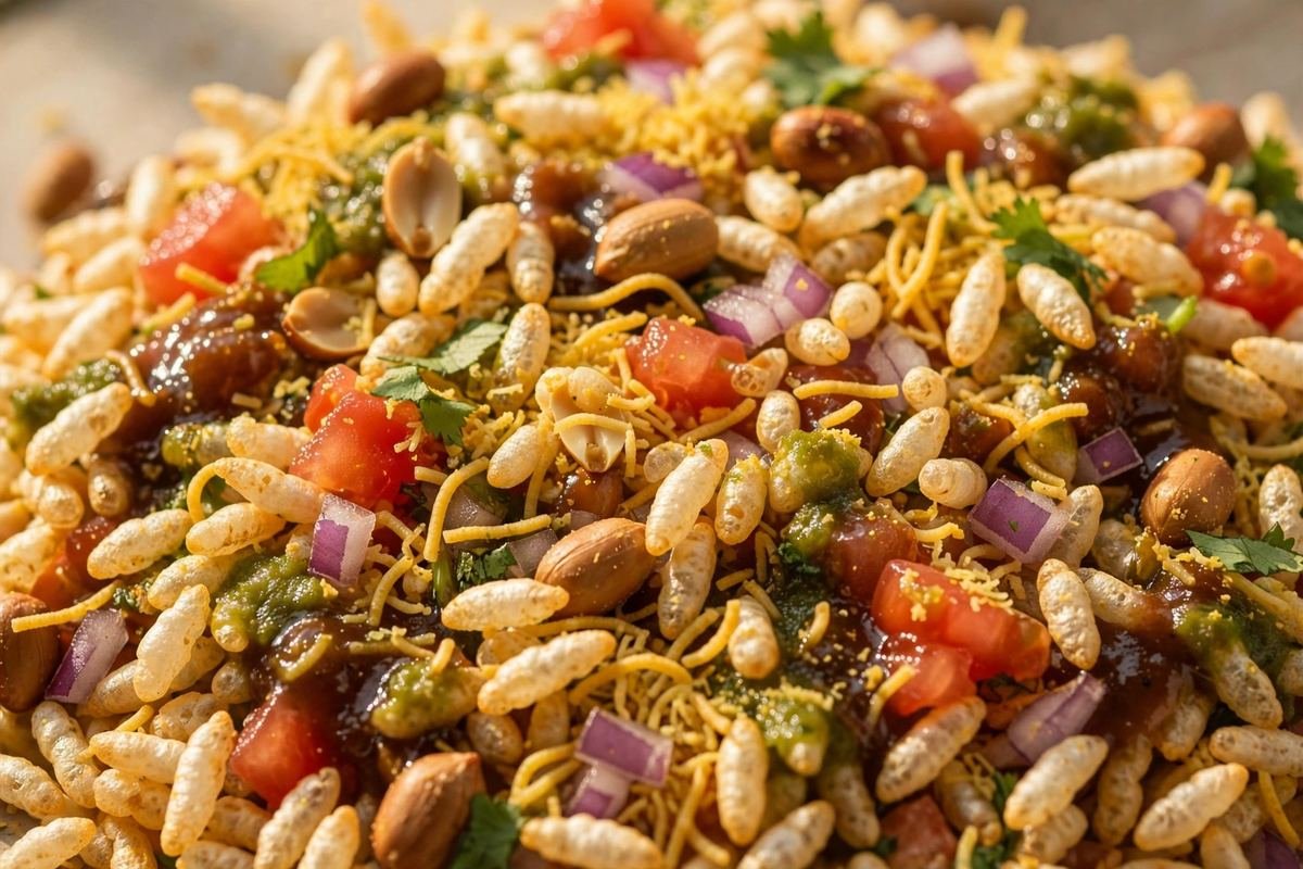 Mumbai Bhel Puri — Sweet, Sour & Crunchy Puffed Rice Chaat — cooking photo