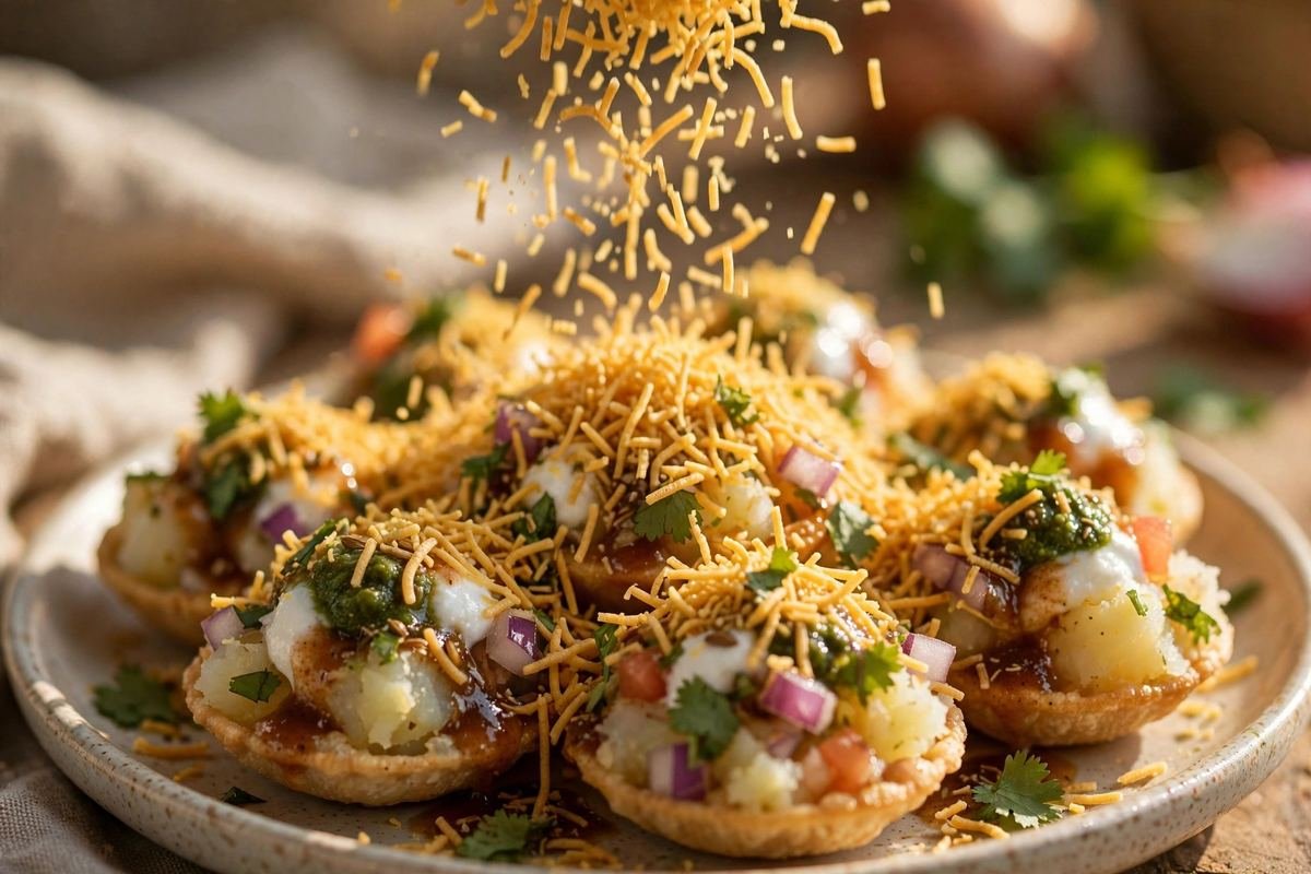 Sev Puri — The Crispy Mumbai Chaat Classic — cooking photo