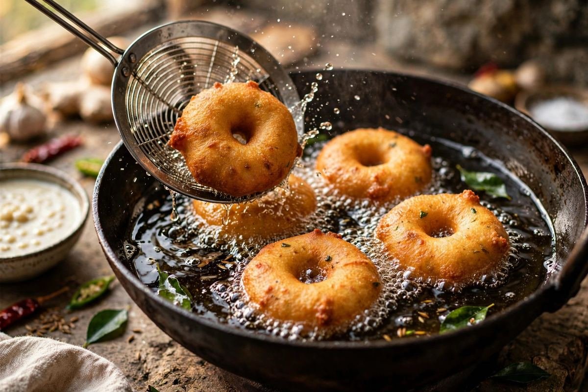 Crispy Medu Vada with Coconut Chutney — cooking photo