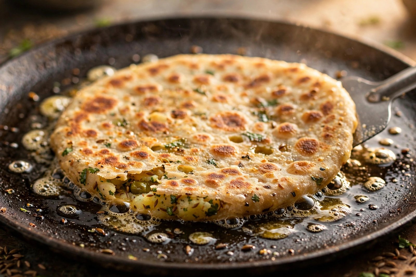 Stuffed Aloo Paratha Recipe — Crisp, Flaky & Perfectly Spiced — cooking photo