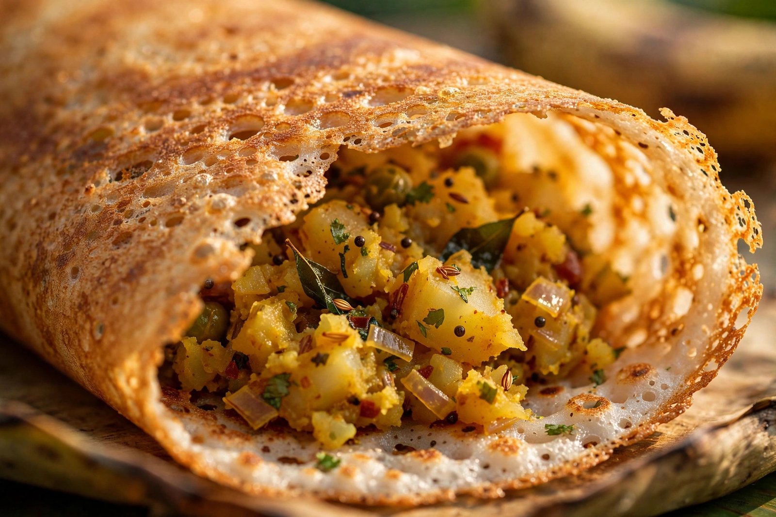 Crispy Masala Dosa Recipe - Fermented Batter & Perfect Potato Filling — cooking photo